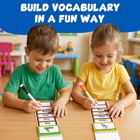 Edulok 30 Word Ladder Flip Books,Phonics Flash Cards,Word Ladders Word Family Build Book,Sight Words Reading Spelling