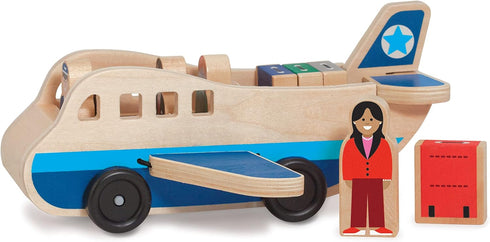 Set 4 4 Melissa & Doug Wooden Airplane Play with Play Figures and Suitcases
