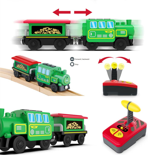 HANQIAN Set Sets Battery Operated Locomotive Train for Wooden Train Track, Electric Remote Control Magnetic Vehicles