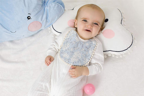 GZMM Baby Bib for Girls, 3 Pack Reversible Waterproof Handmade Natural Cotton Drool Bib 0-12 Months