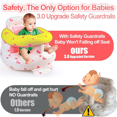 blorybim 3-36 Upgraded Inflatable Baby Seat with Safety Guardrails, Thicker Sit Me Up Floor Seat for Baby Chair Sit Me