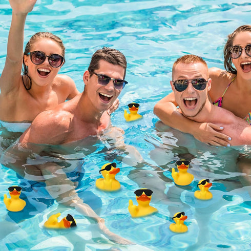 AOT 3pcs Unique Rubber Ducks - Middle Finger Duck Jeep Rubber Ducks with Sunglasses for Bathroom Decoration