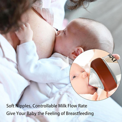 8oz 4 Pack, 3 yanyoyo Natural Glass Baby Bottle for Breastfeeding Babies, Anti-Colic Baby Bottle with Natural Response
