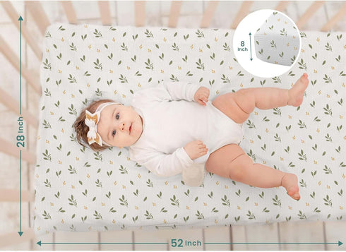 52"x28"x8" 2 Pack Mi Flor Muslin Crib Sheets Fitted Crib Sheet Soft & Breathable Cotton Baby Sheets, Crib Sheets