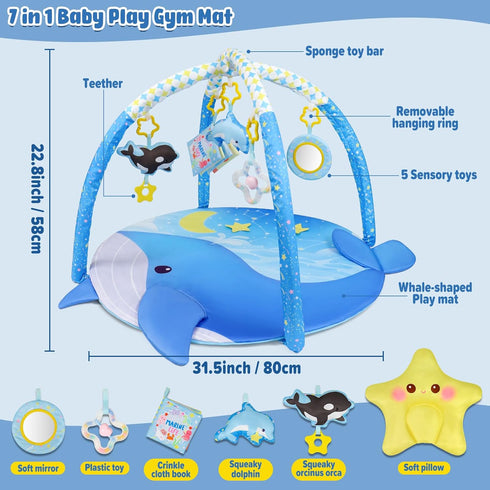 31x31inch Set, Dr.Rapeti Baby Play Mat, Activity Baby Play Gym with Arch, Playmats & Floor Gyms, Detachable Mirror