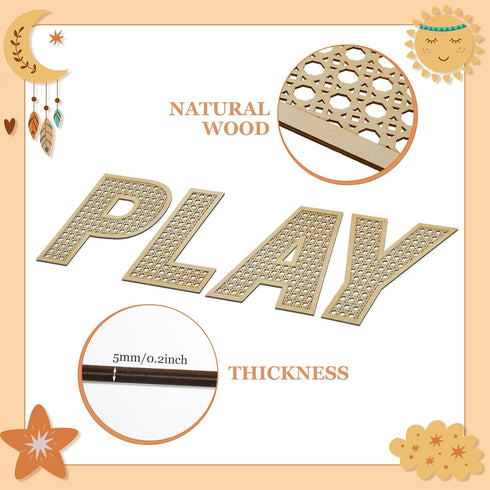 GlikCeil Set 12 15 Playroom Decor Rattan Letters x Boho Wall Signs for Bedroom Large Wooden Rattan Letters for Toddler