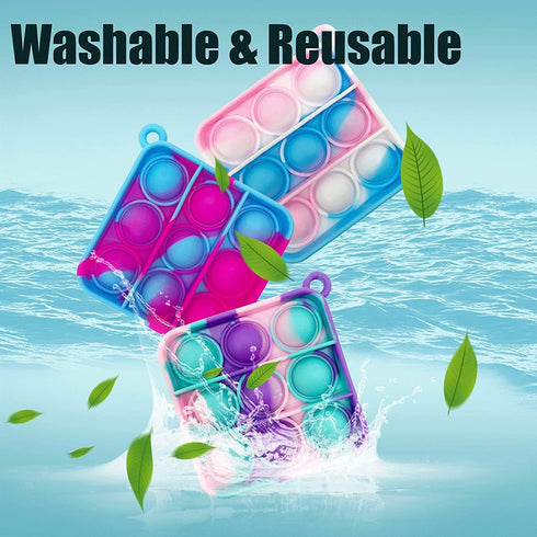 12 pcs Random Color Mini Squeeze Pop Bubble Fidget Sensory Toys, Mini Keychain Small Relieve Anxiety Stress Toy
