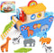 KMTJT Toddlers Wooden Noah's Ark Toy Animal Playset, Baptism Gifts for 1