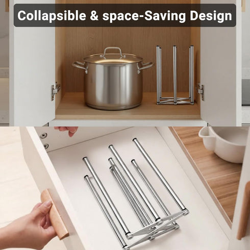 Enprotty Countertop Stainless Steel Bottle Drying Rack with Non-Slip Silicone Mat Foldable Water Bottles Dryer Stand