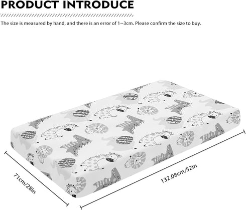 Winpema 28"x52" Lion Giraffe Elephant Crocodile Fitted Crib Sheet Animals Baby Crib Sheet Fit Standard Crib and Toddler