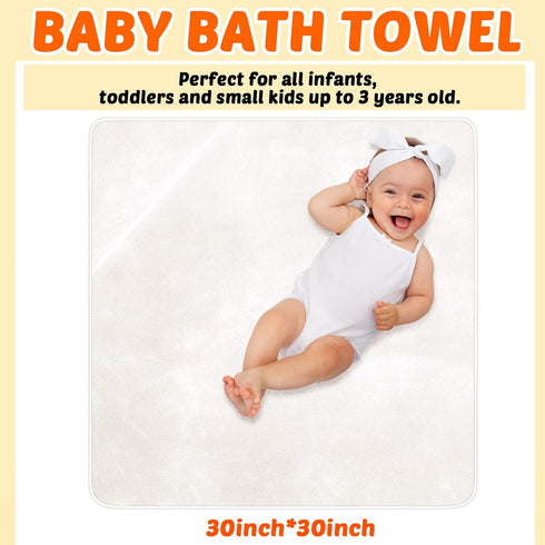 4 Pack 30 30 Inch Reginary Baby Hooded Towels Coral Fleece Baby Bath Towels x Soft Absorbent Hooded Bath Blanket
