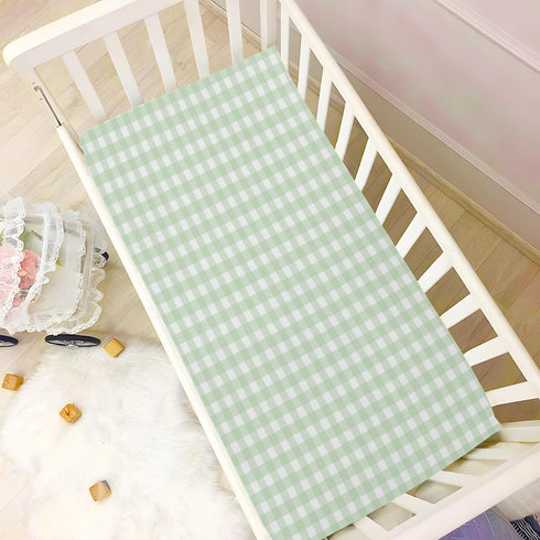 Green Gingham Checkered Crib Sheets - Fitted Baby Crib Sheets Soft and Breathable for Boys and Girls, 52 X 28 Inches