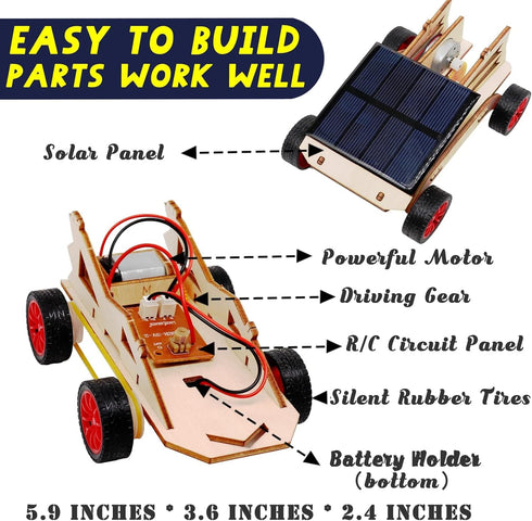 2 Set STEM Kit, Solar Model Car Building Project, 3D Wooden Puzzle Craft for Ages 8-14