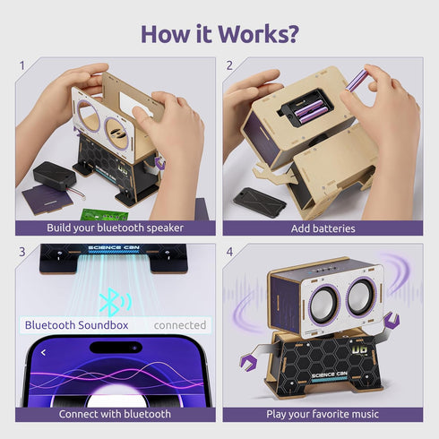 8-13, Science Can STEM Toys for Ages DIY Bluetooth Speaker Kit with Rotating Head Robot, Electronic Stem Kits