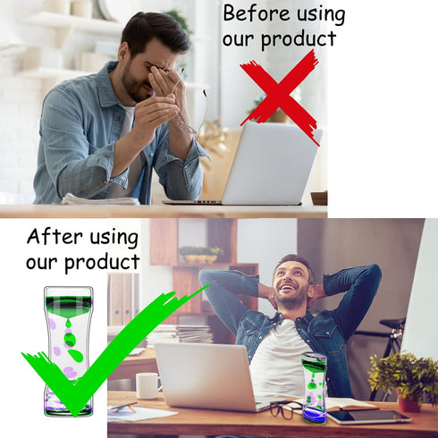 FKYTION Pack 8 Liquid Motion Bubbler Timer of Great Desktop Colorful Hourglass Liquid Bubbler Small Calming Relaxing