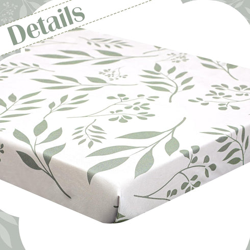 Hahafelt 4 Pack 52'' 28'' Boho Crib Sheets Pink Floral Green Leaf Designs Baby Fitted Crib Mattress Sheet for Girls x
