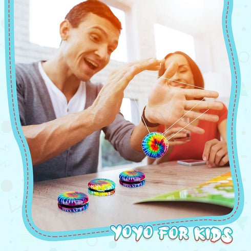 Lenwen Yoyos for Kids - Beginners Metal Yo Yo Toys with Colorful Designs, 100 Pcs for Parties
