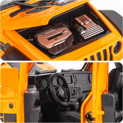 Compatible 1/32 Wrangler Alloy Diecast Pull Back Model Car with Light and Sound Toy Vehicle for Kids, Orange