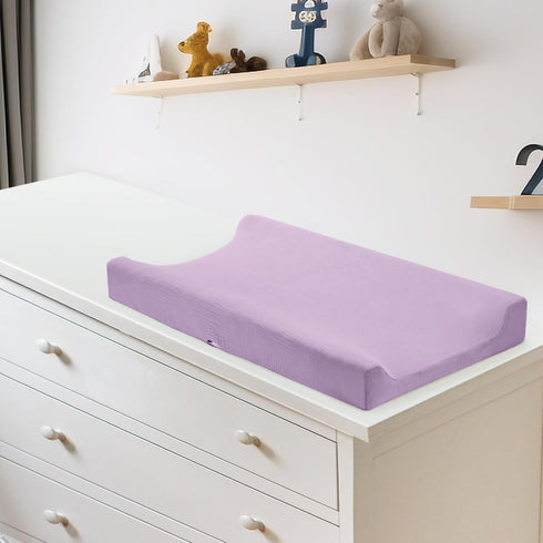 Pro Goleem Muslin Changing Pad Cover for Girls, Soft Breathable Fitted Cotton, 2 Pack (Pink&Purple)