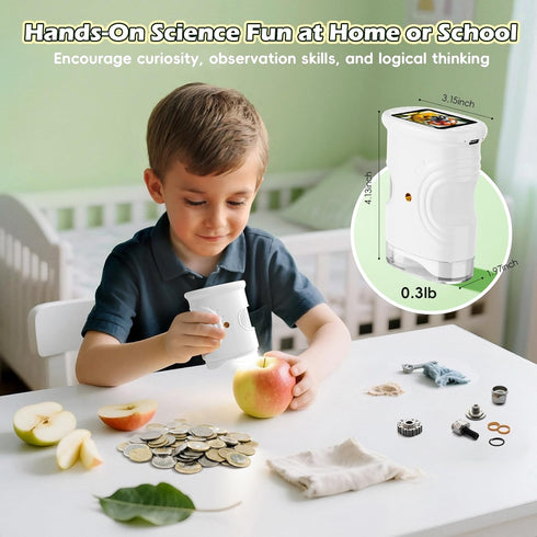 Alotwan 1000X 8GB 3 4 5 6 7 8+ Kids Microscope Handheld - Digital Zoom Mini Pocket Microscope, HD Photo & Video