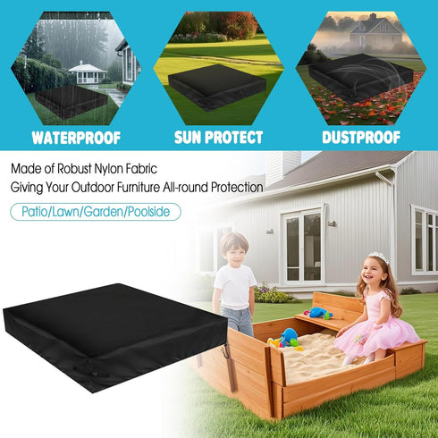 Cover,500D 50" 40" Sand Box Waterproof Sandbox Cover,Heavy Duty Outdoor Cover Fits L x W Sand Box with Lid,Wooden