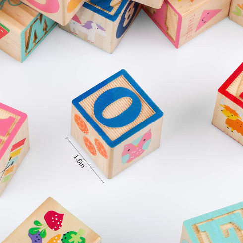 Joqutoys ABC Wooden Building Blocks for Toddlers 1-3, 26 PCS Alphabet & Number Stacking Blocks