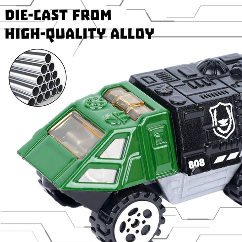 62PCS Diecast Military Vehicles Playsets - 3 Otters Army Toy Vehicle Models with Alloy Metal Vehicles and Army Men