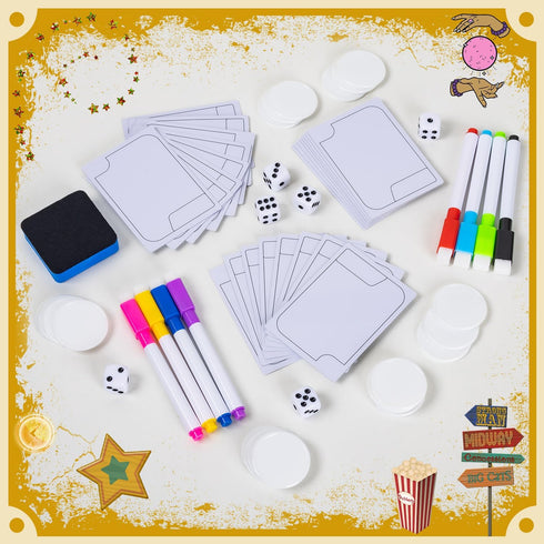 24 Pcs Reusable Erasable Cards - Multifunctional Tokens, White Blank Flash Cards & 8 Marker Pens