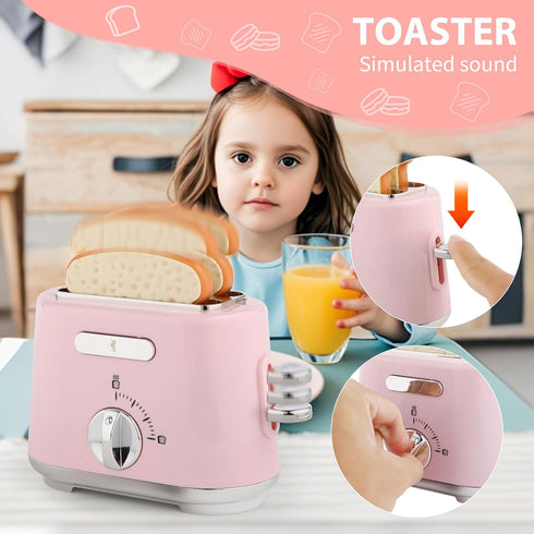 Set 3-5 4-8 6-8 Play Kitchen Accessories, Pretend Play Kitchen Appliances Toy with Coffee Maker Machine, Toaster