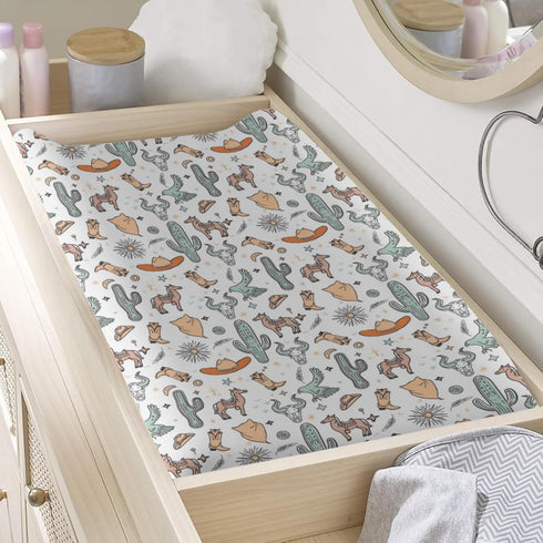 KuphiL10C Girls-16x32 Western Cactus Horse Cow Skull Native Sun Moon Stars American Pattern Baby Changing Pad Cover