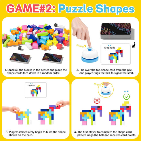 120Pcs 4 1 6 4+ Wooden Block Stacking Games Fast-Paced Building Block Game More Ways to Play for Party Game Night