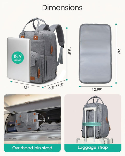 Backpack (26-36L), Qualyphant Extra Large Diaper Bag for Two Kids Twins - Expandable Baby Bag Dual Big Compartments