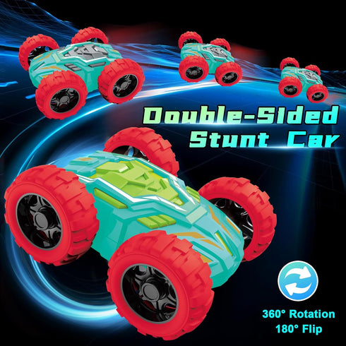 2-4, 3 2 3 4 5 6 MSHALADE Toys Cars for Ages Double-Sided Monster Truck Toys, Stunt Push and Go Friction Cars, Year Old