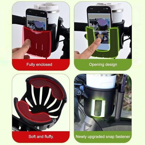 Gryphvex 2-in-1 Stroller Cup Holder with Phone Holder, Cup Phone Holders for Stroller, Bike, Wheelchair, Walker