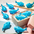 HFAYDZSW 100 Pcs Rubber Sharks for Kids, Blue Shark Bath Toys Cute Floating Squeaky Mini Rubber Sharks for Shower