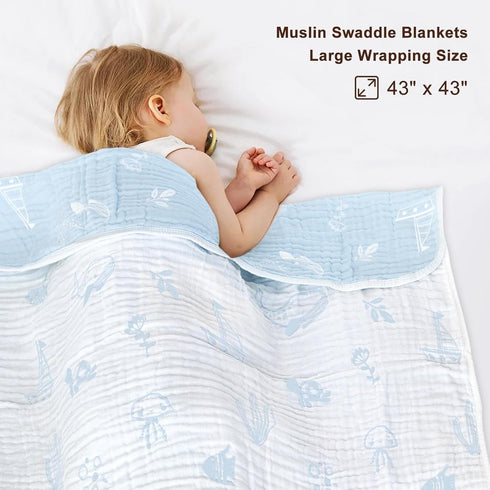 43 43 Inch BOPRIO Muslin Baby Blanket Ultra Soft and Lightweight Versatile Swaddle and Bed Blanket for Baby Toddler