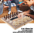 Wooden 3-in-1 Folding Board Game Toy, Chess & Checkers & Backgammon, Portable Travel Tabletop Game