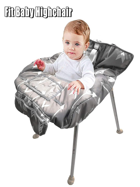 HIVVI 2-in-1 Portable Grocery Cart Seat Cover and Baby Highchair Cover (Gray Arrow)