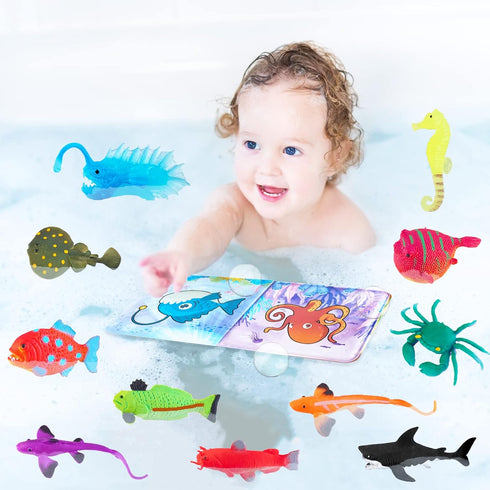 Staroud 2 Color Changing No Hole Bath Toys for Kids Toddlers, Color Change Water Table Bathtub Toys Sea Creatures