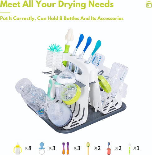 CAREBABYMORE 5pcs Countertop High Capacity Drying Rack with Brushes, Deluxe Drying Rack, Universal Drying Station, Baby