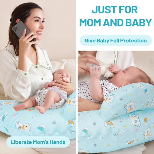 AMASKY Nursing Pillow, Plus Size Ergonomic Design, Breastfeeding Pillows Support for Mom and Baby, Removable Cotton