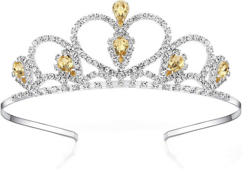 Lovelyshop Colorful Gems Silver Rhinestone Tiara for Kids, Birthday Princess Crown