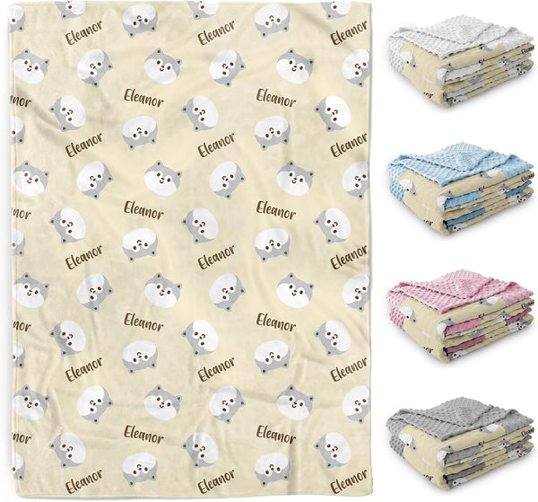 Personalized Baby Blanket with Name, Custom Toddler Blanket for Girls Boys, Double