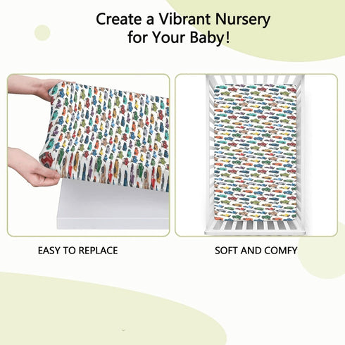 Girls,28 x52,Multicolor Race Car Themed Fitted Crib Sheet,Standard Crib Mattress Fitted Sheet Soft Polyester Toddler