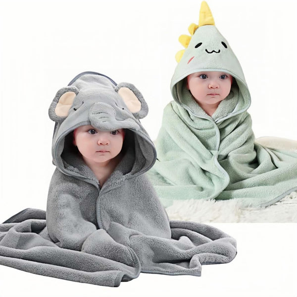 Febvao 2 Pcs Baby Hooded Towels,31 x 31 in Baby Washcloths, Infant Super