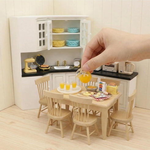 10PCS Set 1:12 Miniature Dollhouse Waffle Maker Toaster Scale Stand Mixer Flour Kitchen Decoration Modern Mini House