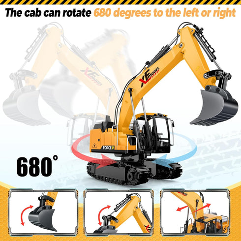 13 3-5 4-7 8-12 2.4Ghz Shemira Remote Control Excavator, Channel RC Excavator Toy for Boys Year Old, RC Construction