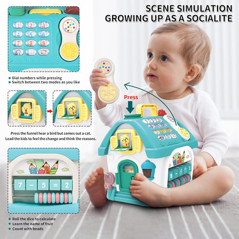 Baby Functional House for 6 to 18 Months, Montessori Toys with Sound, Lights, Music, and Smart Learning Home