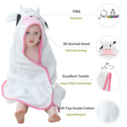 Swimming 0-6T, MICHLEY Unisex Baby Animal Hooded Bath Towel Soft Cotton Beach Bathrobe for Cow