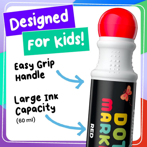 6 1-3 2-4 Set Chalkola Washable Dot Markers for Toddlers | Non Toxic Bingo Daubers for Toddlers | Preschool